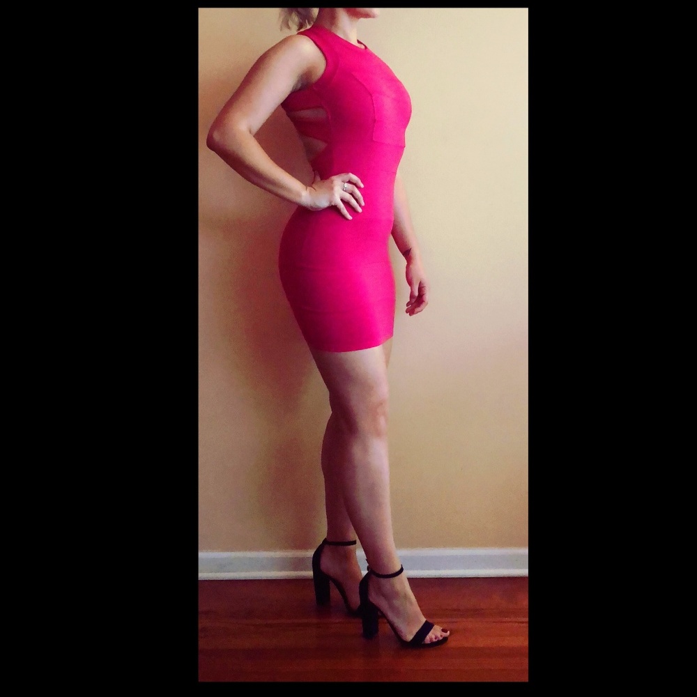 Pink open back dress